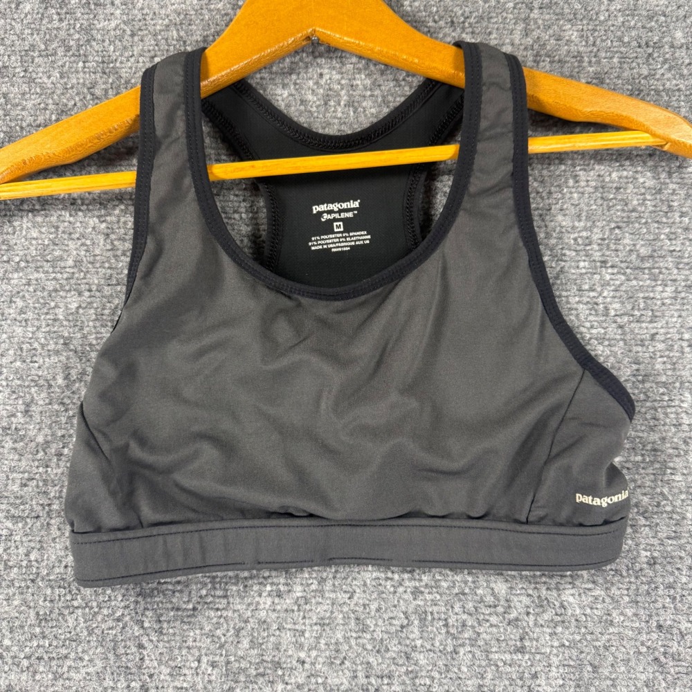 Patagonia Sports Bra Womens Medium Gray Spandex Racerback Stretch performance